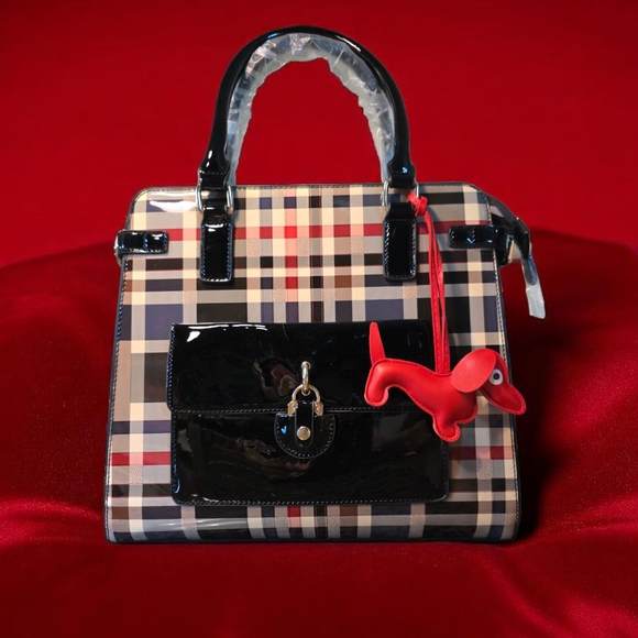 Unknown Handbags - SALE!! Plaid Designer Handbag with Black Patent Accents NWOT FREE SHIPPING!!
